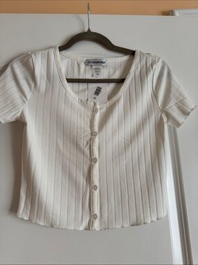 Cotton Emporium  Button-Front Ribbed Top
